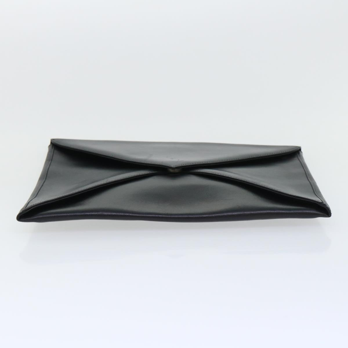 Gianni Versace Clutch Bag Leather Black Auth bs7833