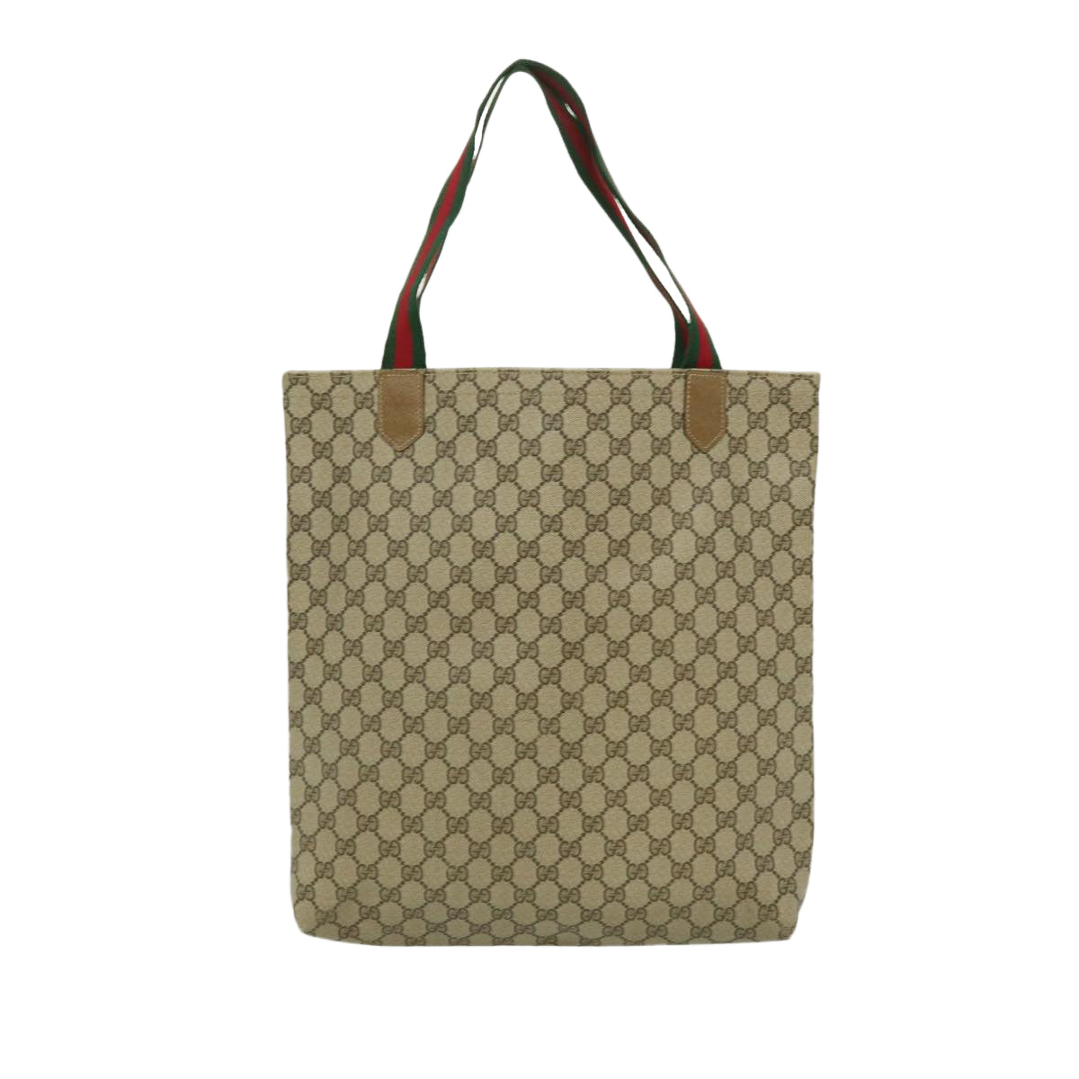 GUCCI Web Sherry Line GG Canvas Tote Bag Beige Red Green Auth bs784 - 0