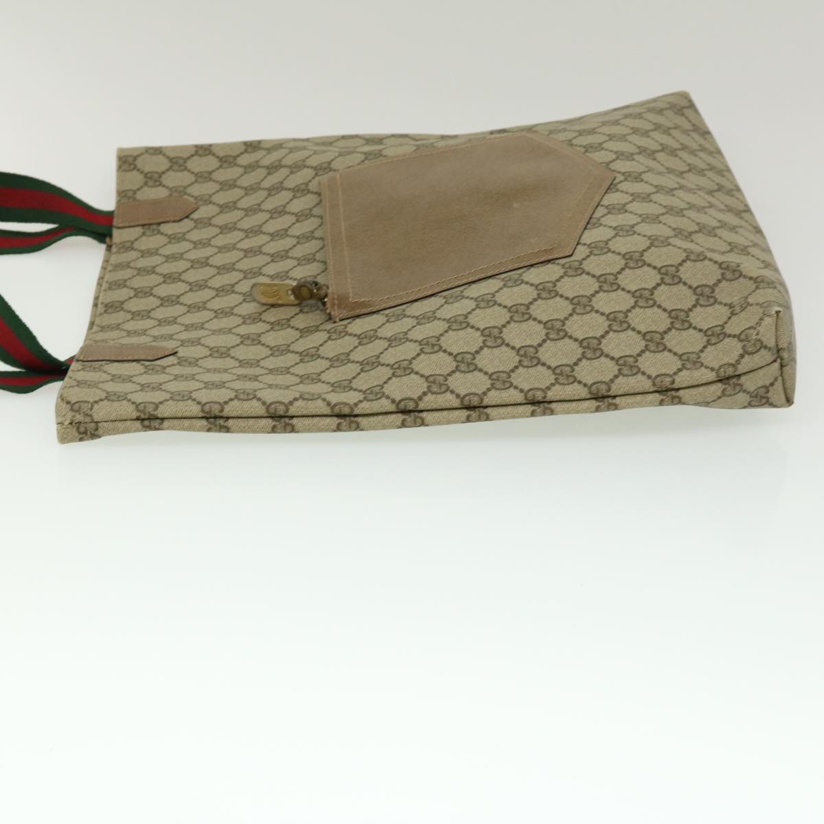 GUCCI Web Sherry Line GG Canvas Tote Bag Beige Red Green Auth bs784