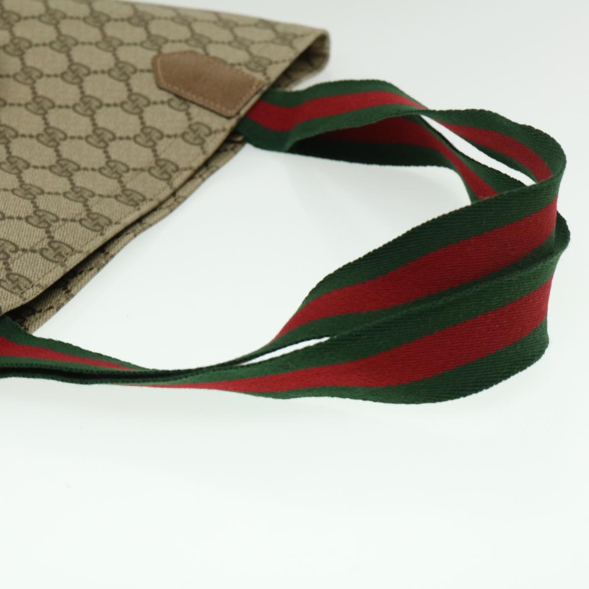 GUCCI Web Sherry Line GG Canvas Tote Bag Beige Red Green Auth bs784