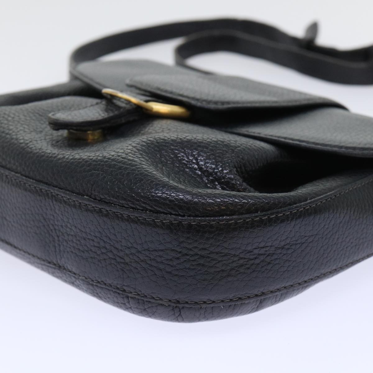 BALLY Shoulder Bag Leather Black Auth bs7842