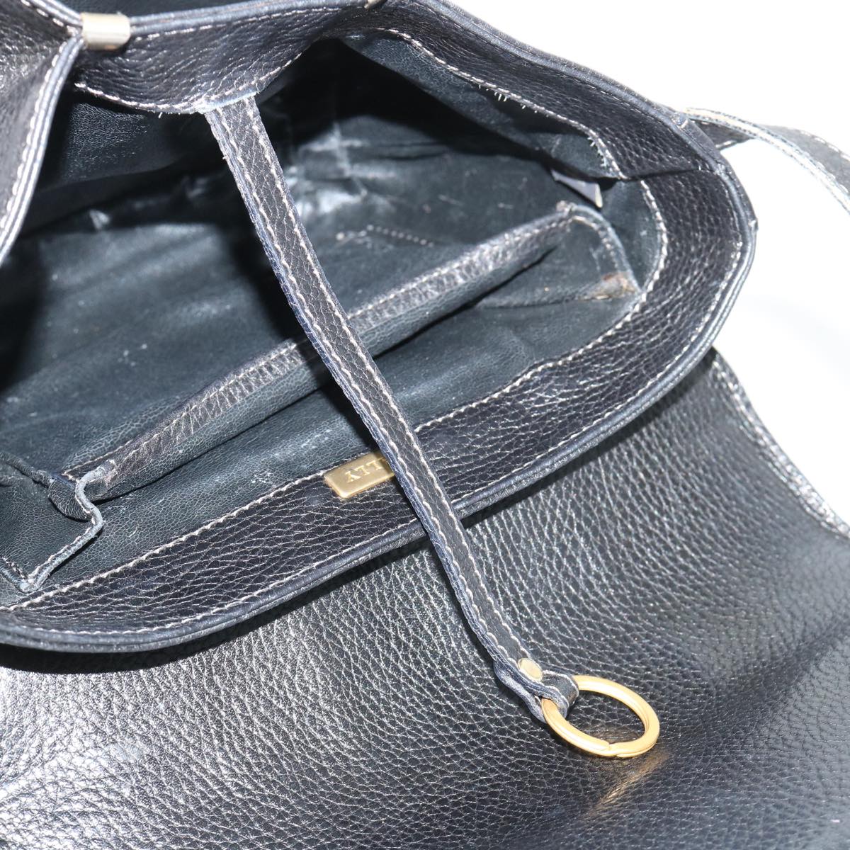 BALLY Shoulder Bag Leather Black Auth bs7842
