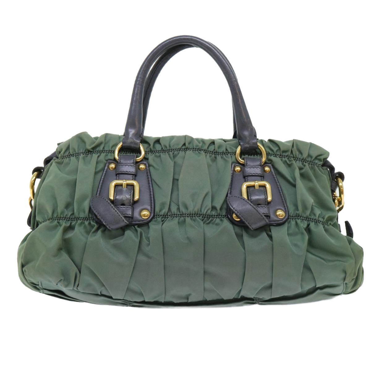 PRADA Shoulder Bag Nylon Leather 2way Khaki Auth bs7857 - 0