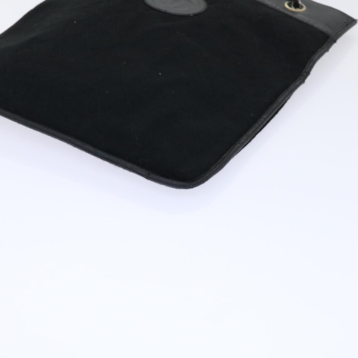 CHANEL Shoulder Bag cotton Black CC Auth bs7858