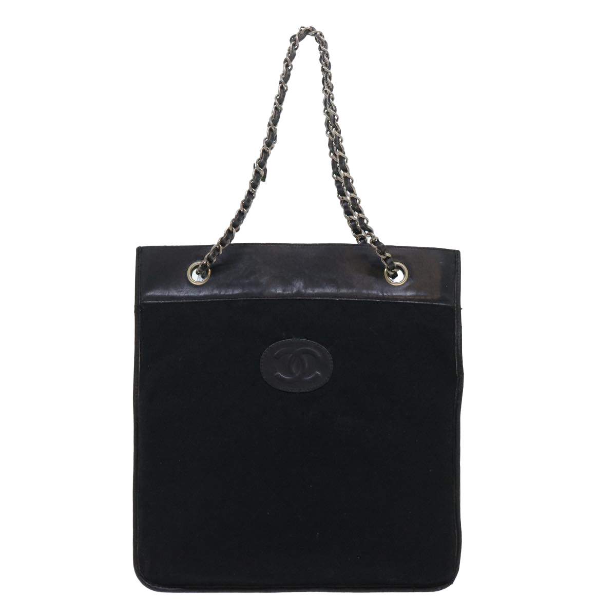 CHANEL Shoulder Bag cotton Black CC Auth bs7858 - 0