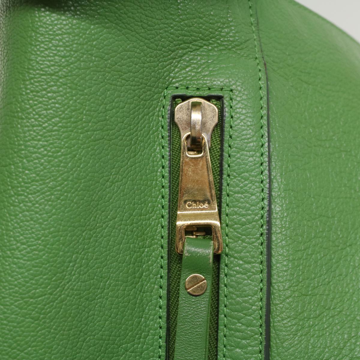 Chloe Shoulder Bag Leather Green Auth bs7864