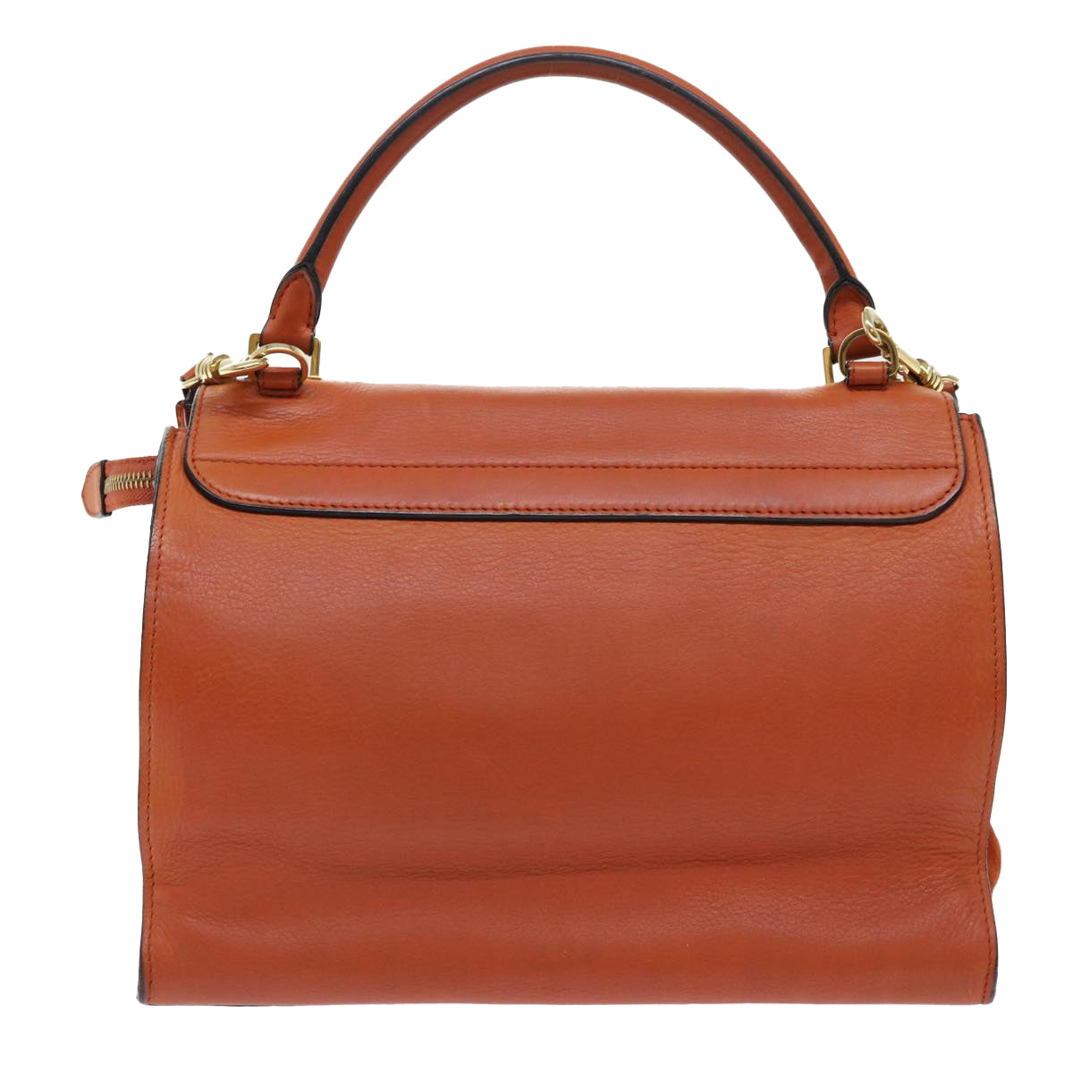 CELINE Shoulder Bag Leather 2way Orange Auth bs7869 - 0