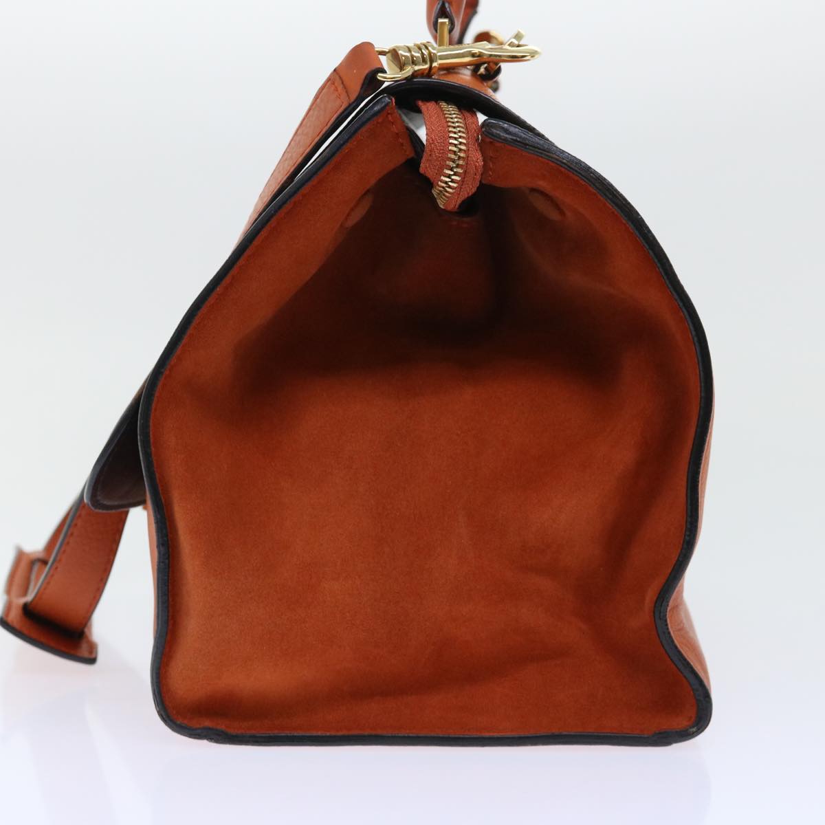 CELINE Shoulder Bag Leather 2way Orange Auth bs7869