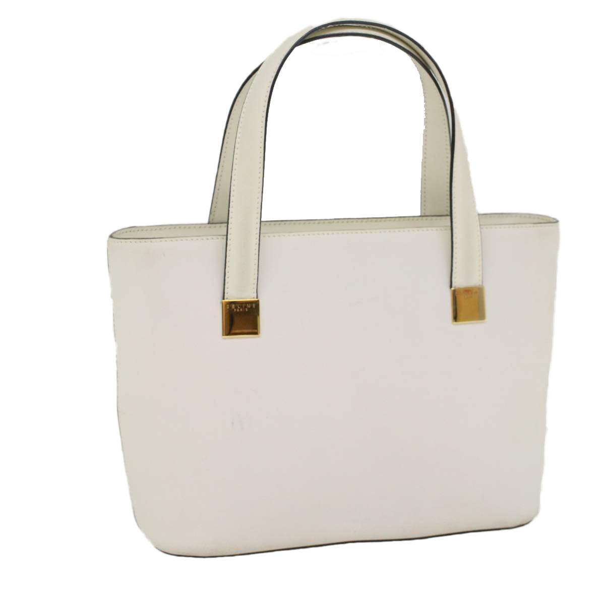CELINE Tote Bag Leather White Auth bs7871
