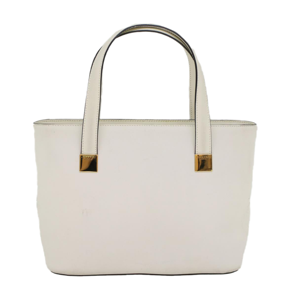 CELINE Tote Bag Leather White Auth bs7871