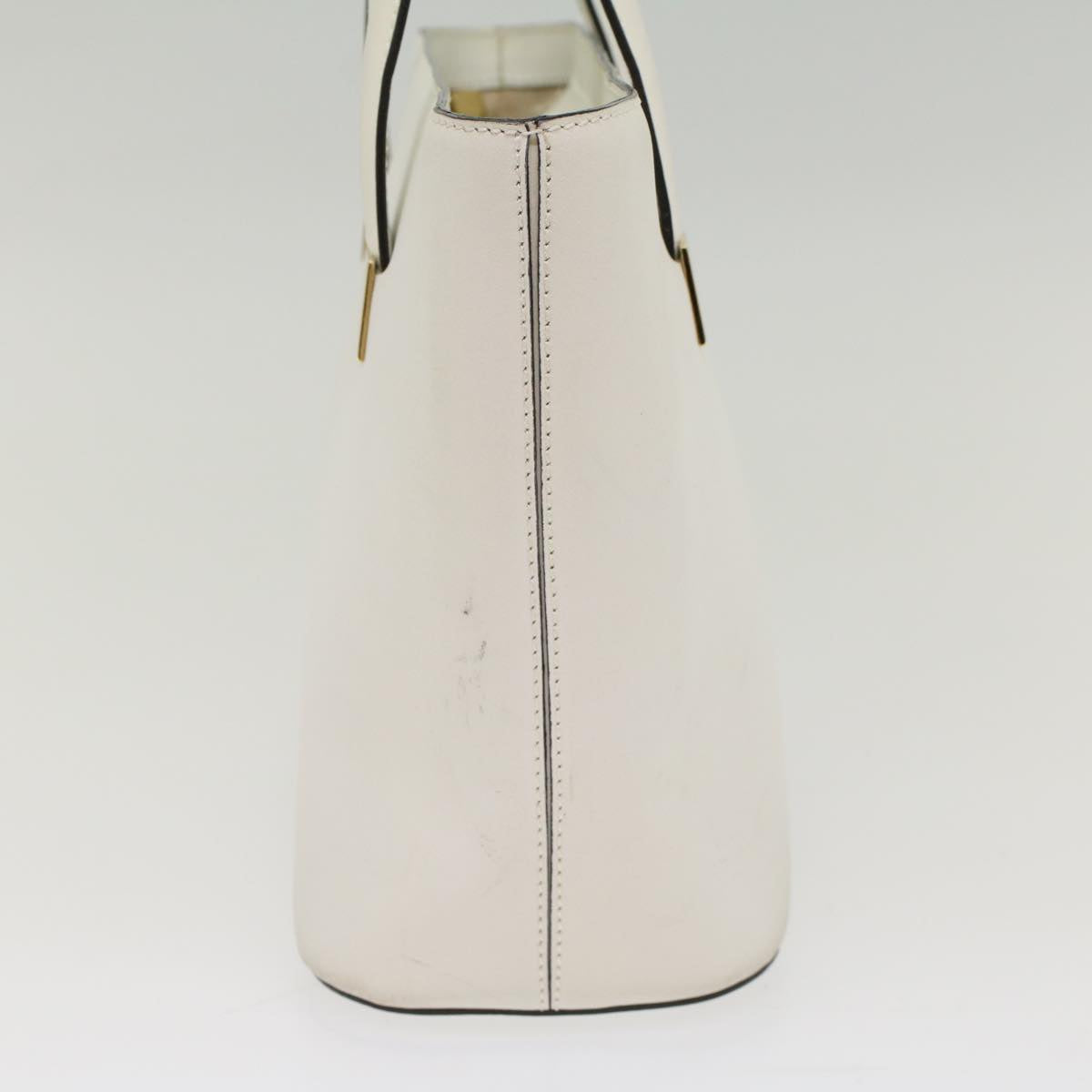 CELINE Tote Bag Leather White Auth bs7871