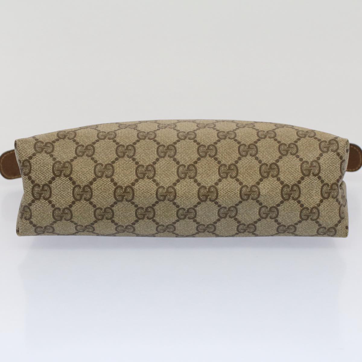 GUCCI GG Canvas Pouch PVC Leather Beige Auth bs7874