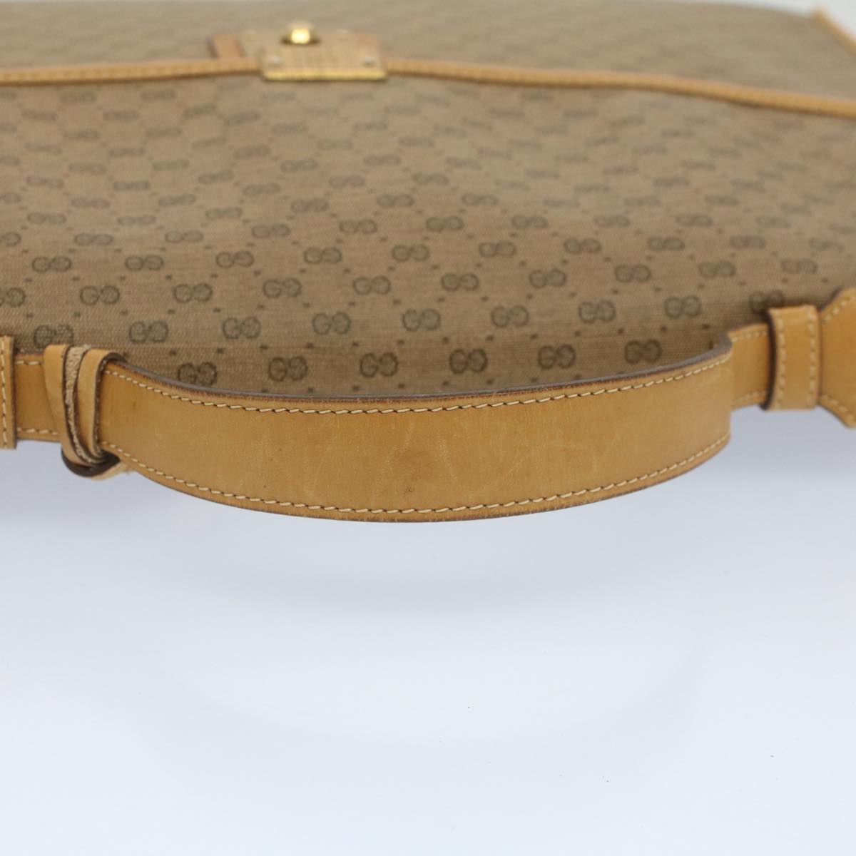 GUCCI Micro GG Canvas Business Bag PVC Leather Beige Auth bs7876