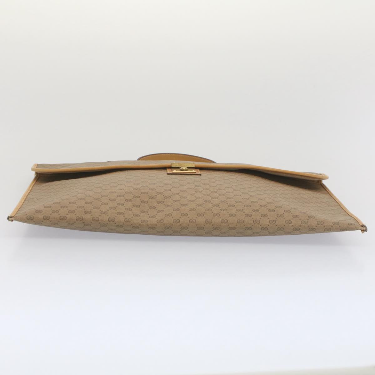 GUCCI Micro GG Canvas Business Bag PVC Leather Beige Auth bs7876