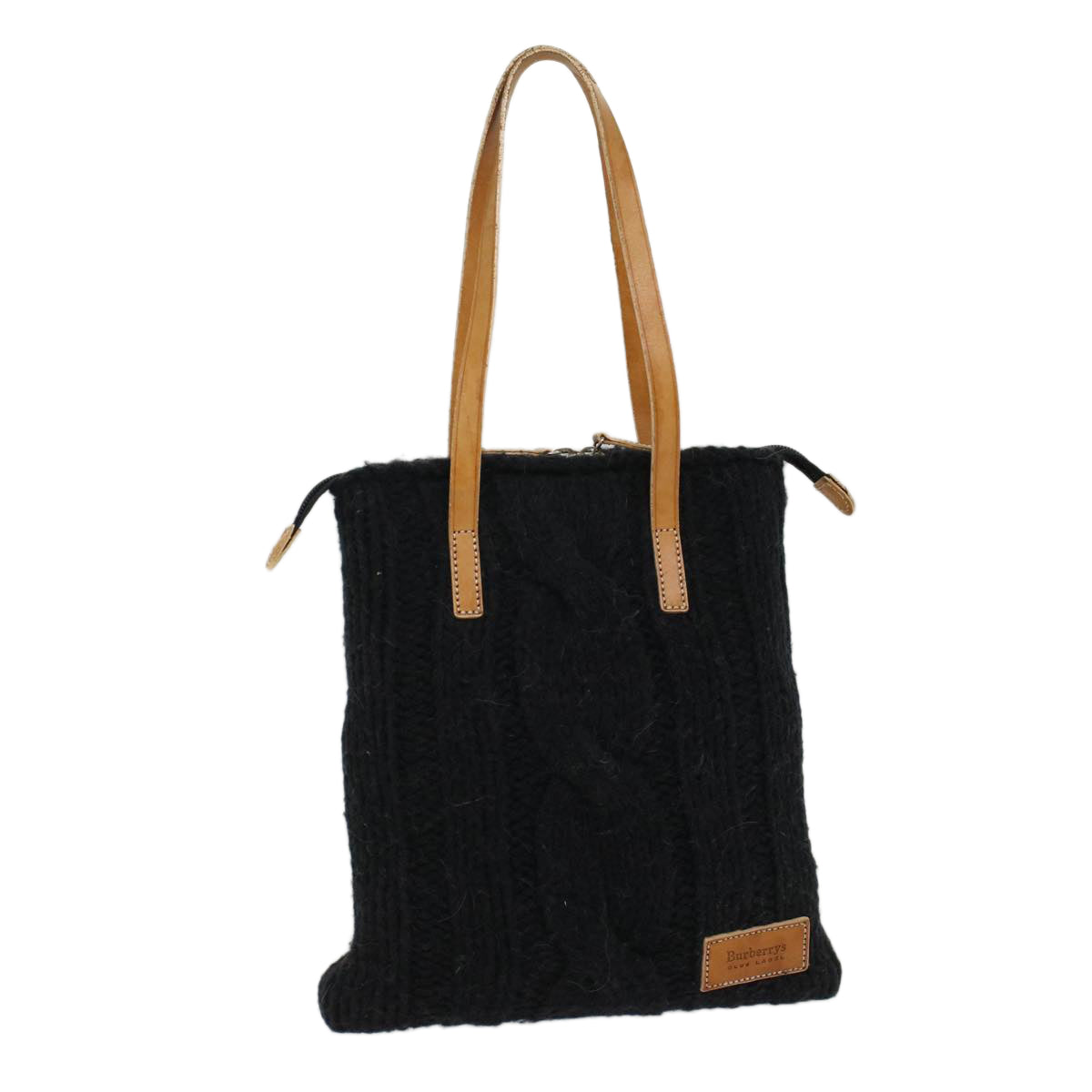 Burberrys Blue Label Tote Bag Wool Black Brown Auth bs7885