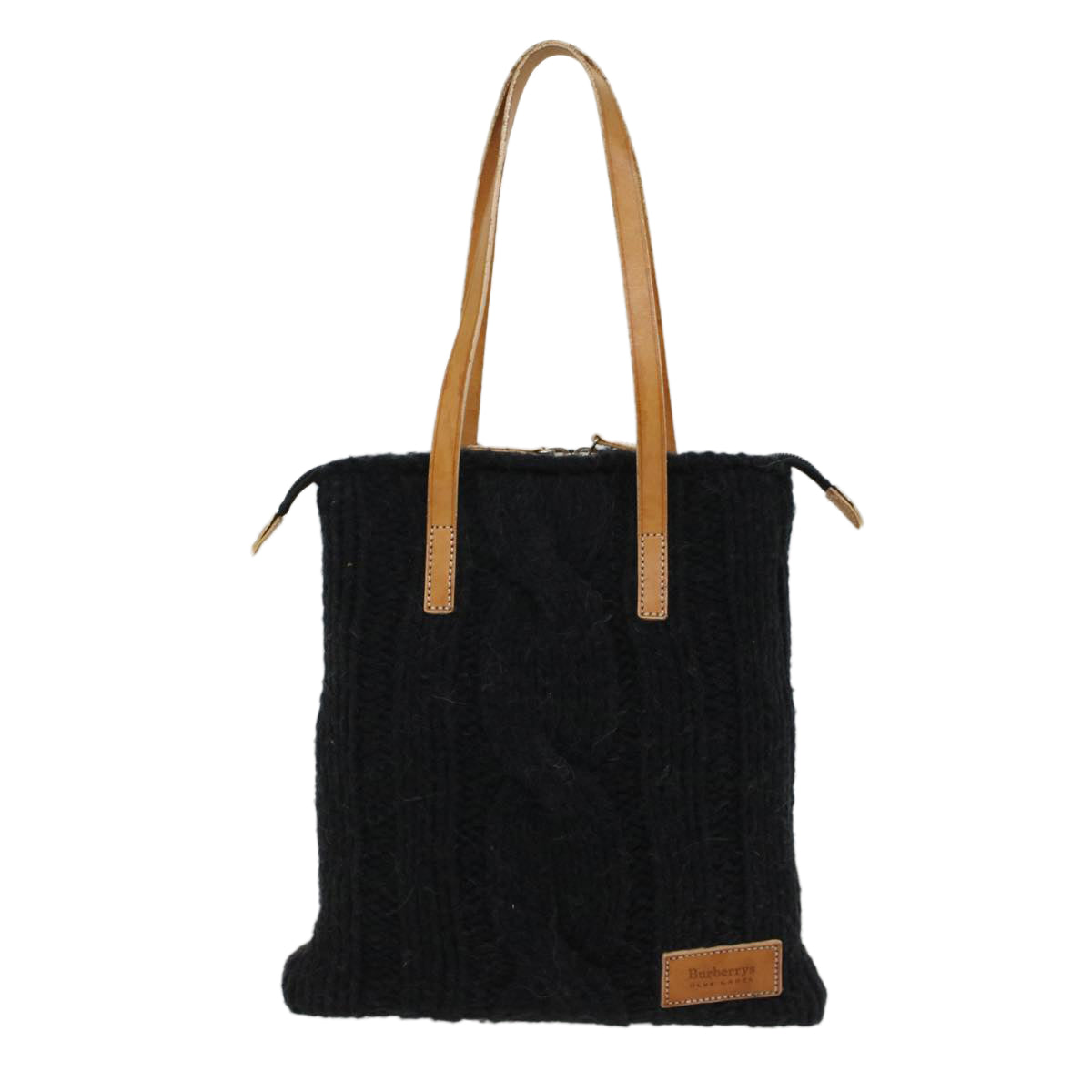 Burberrys Blue Label Tote Bag Wool Black Brown Auth bs7885 - 0