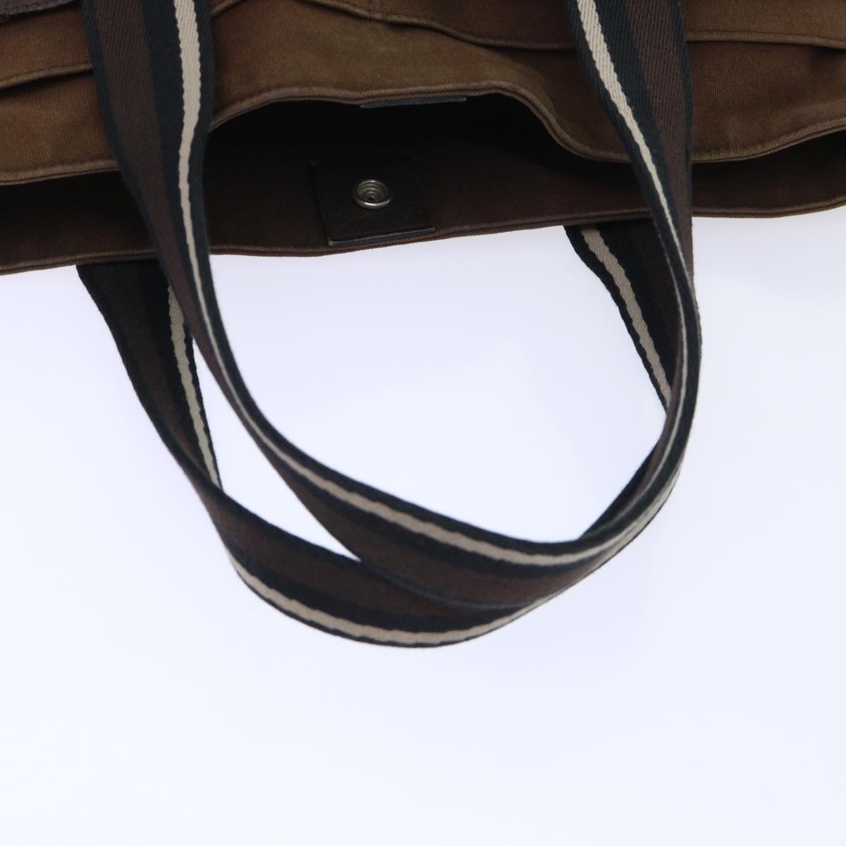 HERMES Trocha Horizontal Hand Bag Canvas Brown White black Auth bs7905