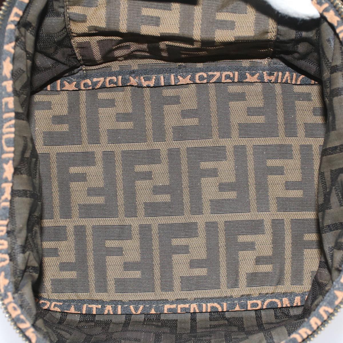 FENDI Zucca Canvas Vanity Cosmetic Pouch Black Brown Auth bs7906