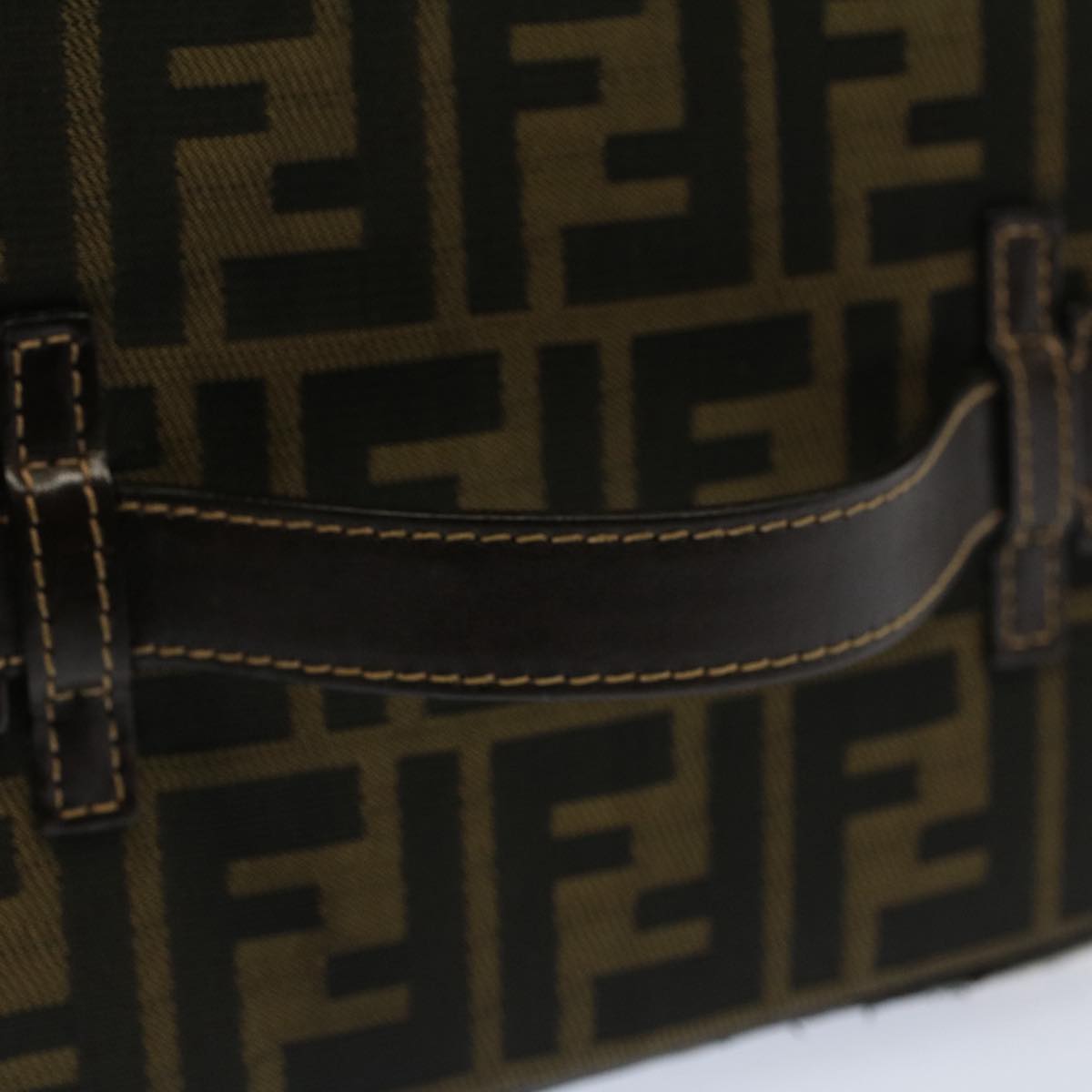 FENDI Zucca Canvas Vanity Cosmetic Pouch Black Brown Auth bs7906