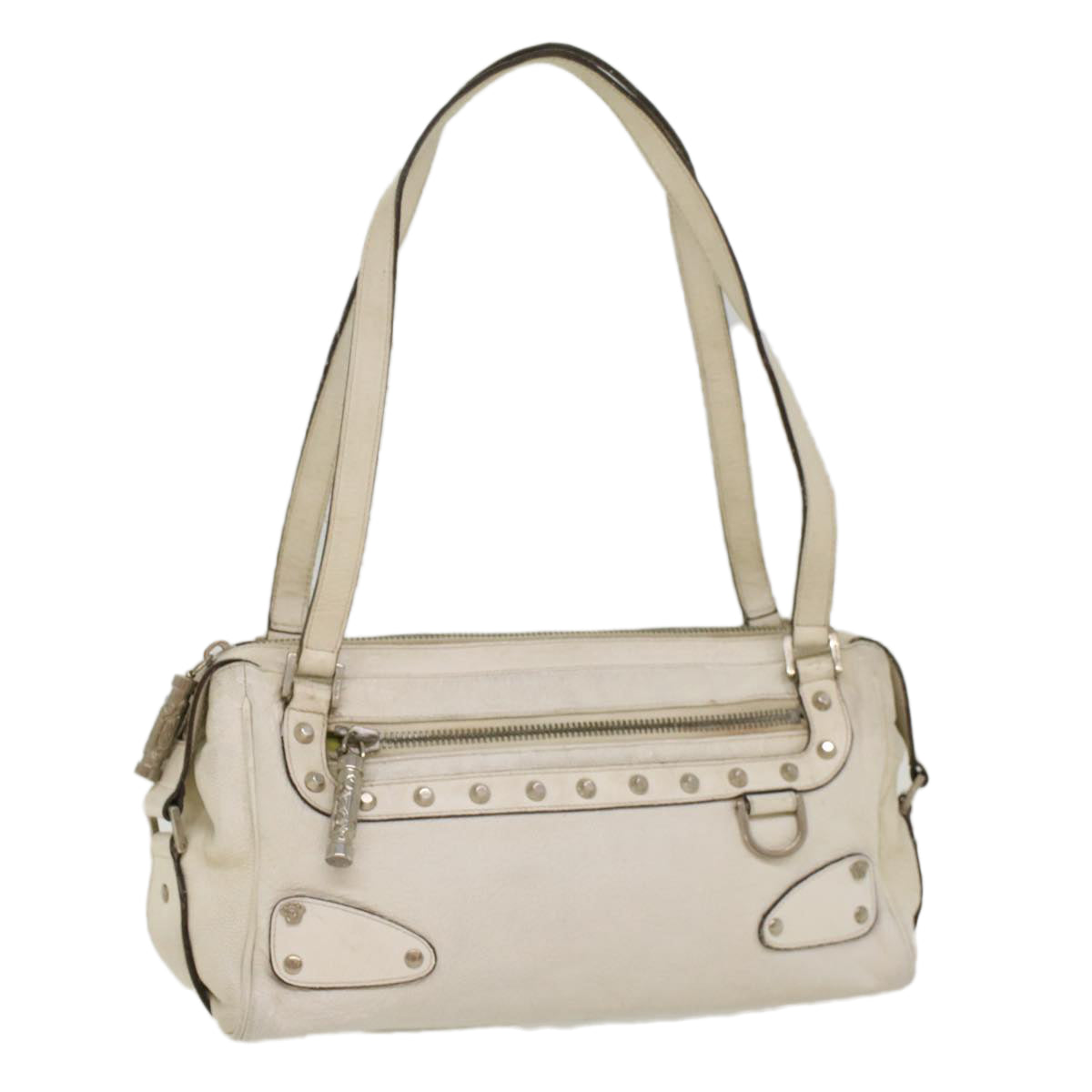 Gianni Versace Shoulder Bag Leather White Auth bs7915