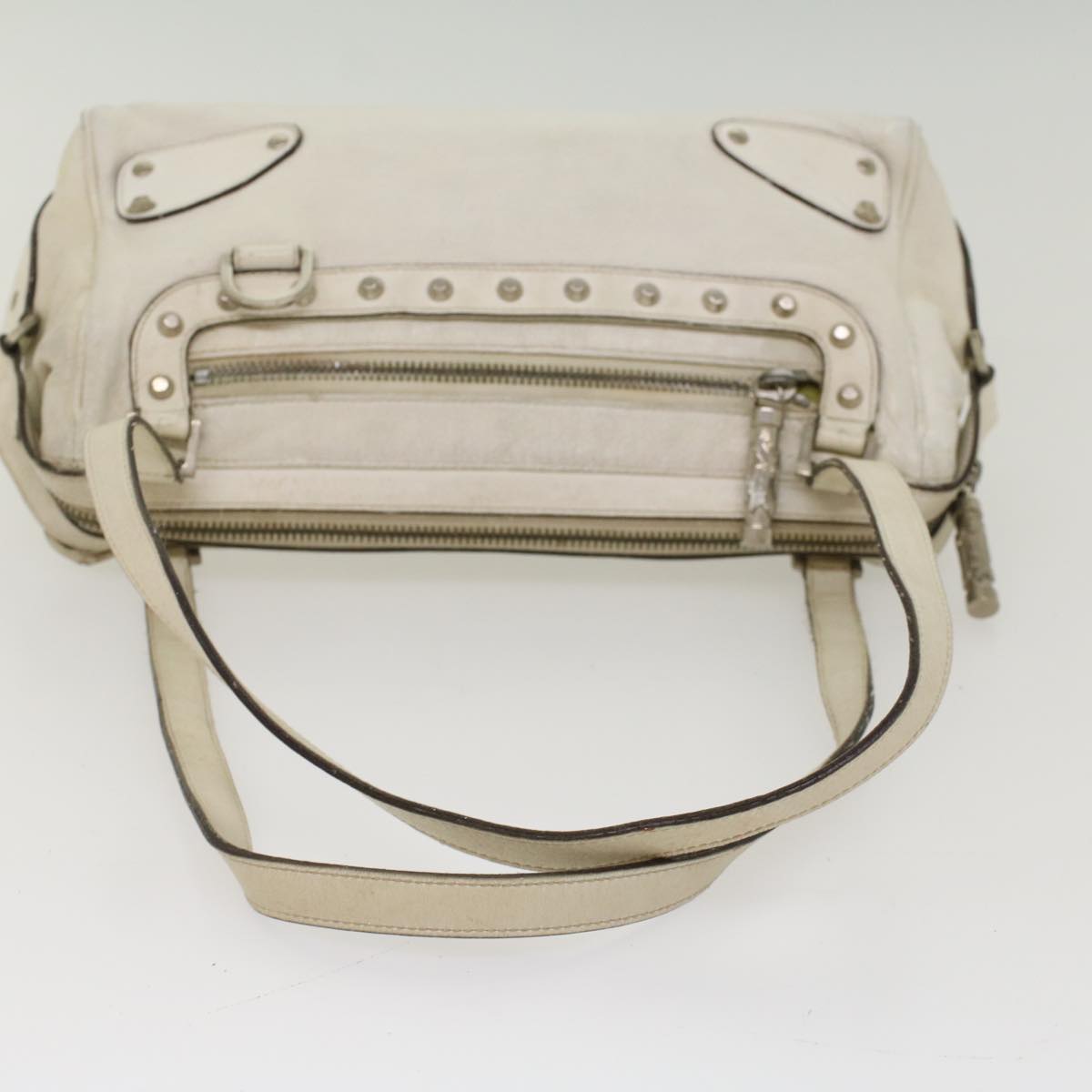 Gianni Versace Shoulder Bag Leather White Auth bs7915