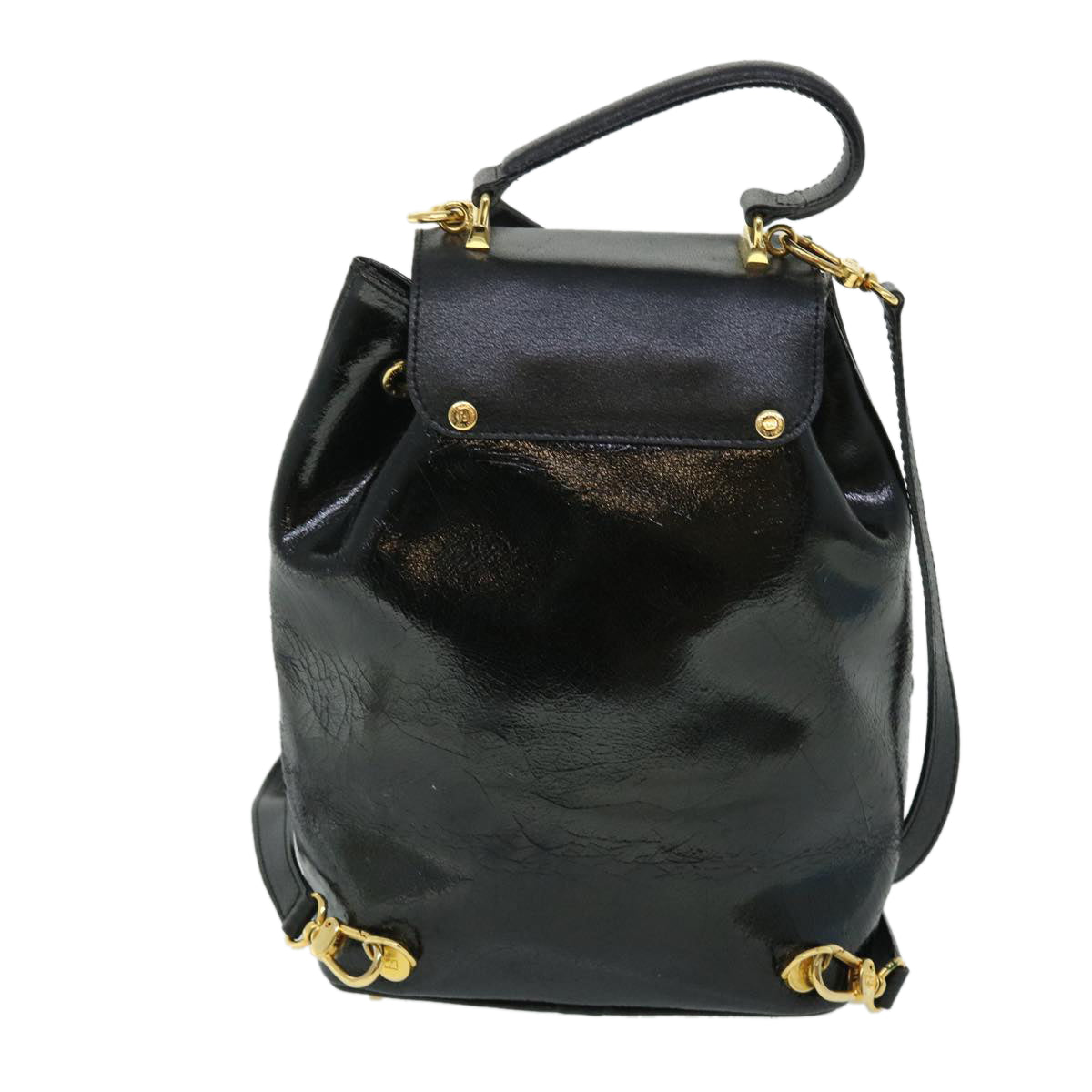 FENDI Backpack Leather Black Auth bs7930 - 0