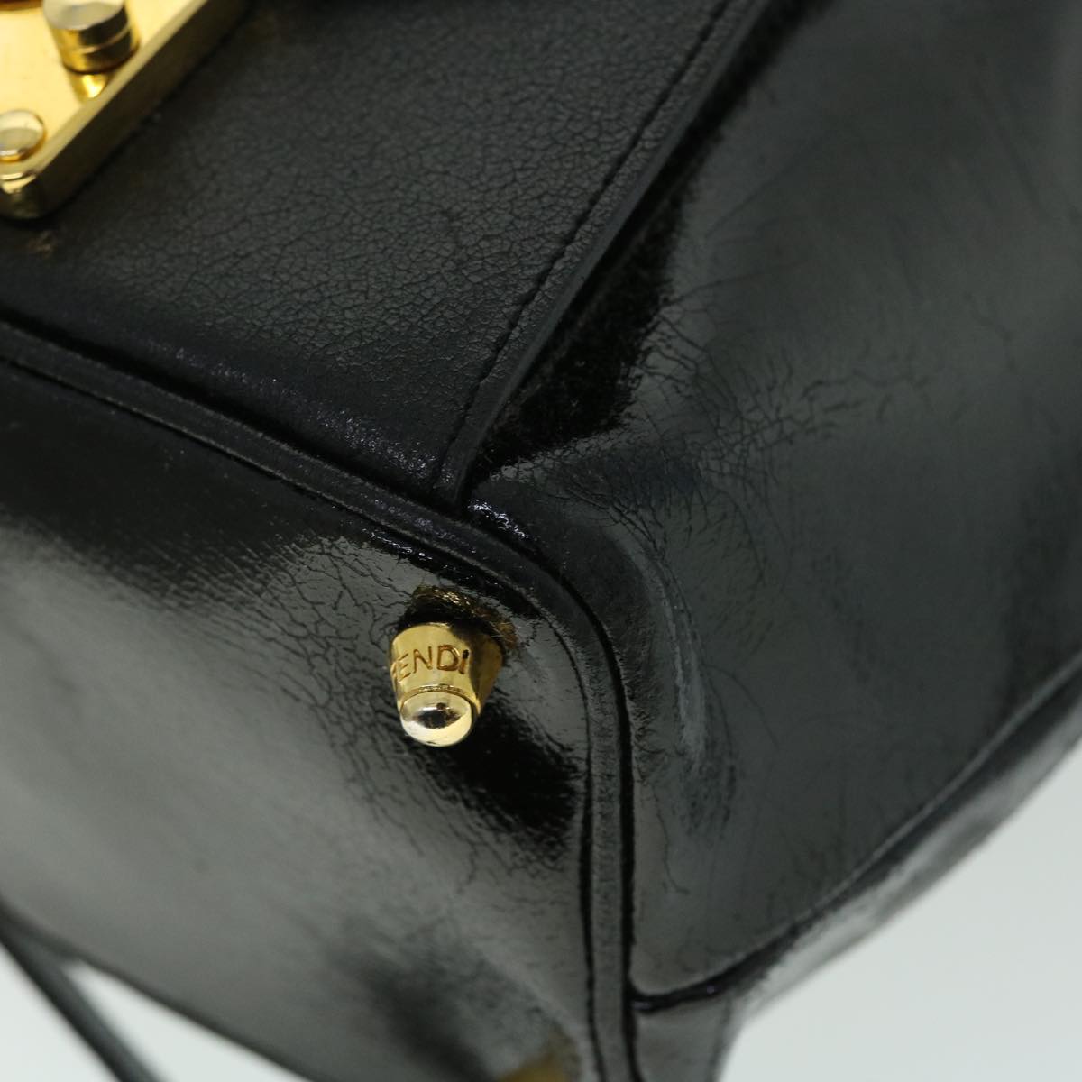 FENDI Backpack Leather Black Auth bs7930