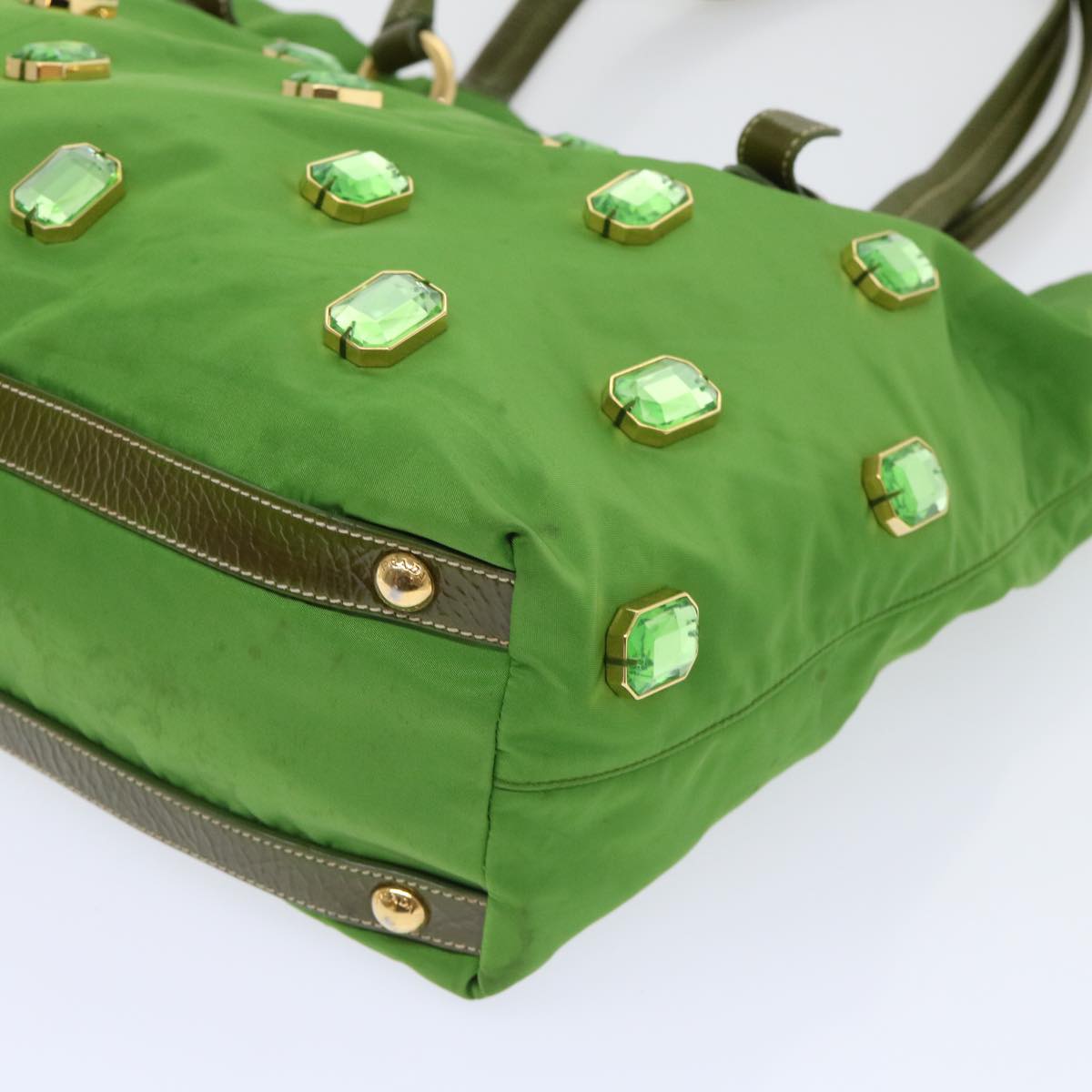 PRADA Bijoux Shoulder Bag Nylon Green Auth bs7931