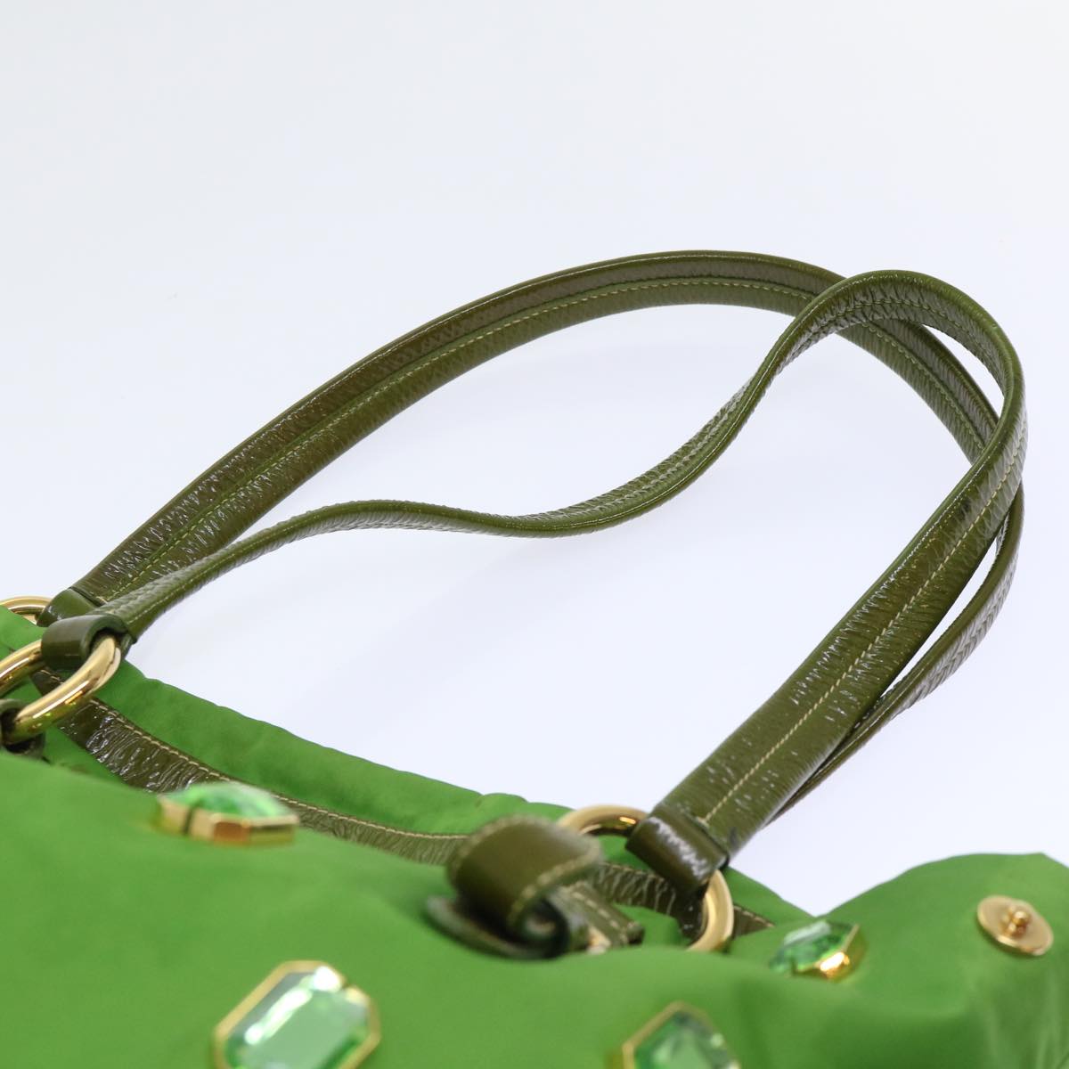 PRADA Bijoux Shoulder Bag Nylon Green Auth bs7931