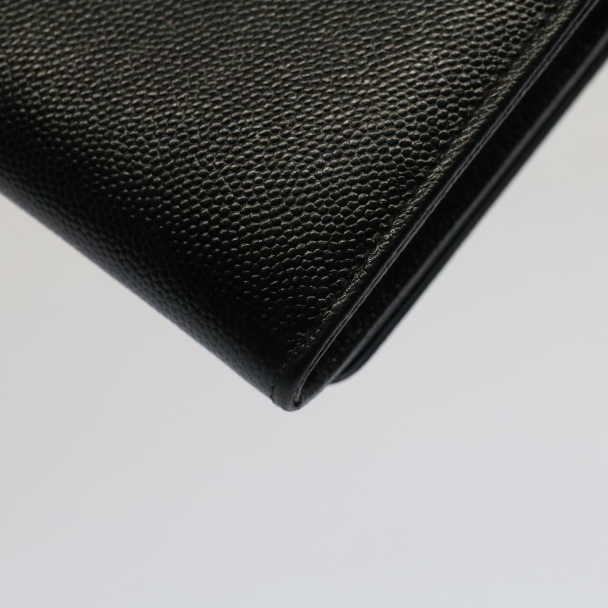 CHANEL Long Wallet Caviar Skin Black CC Auth bs7938