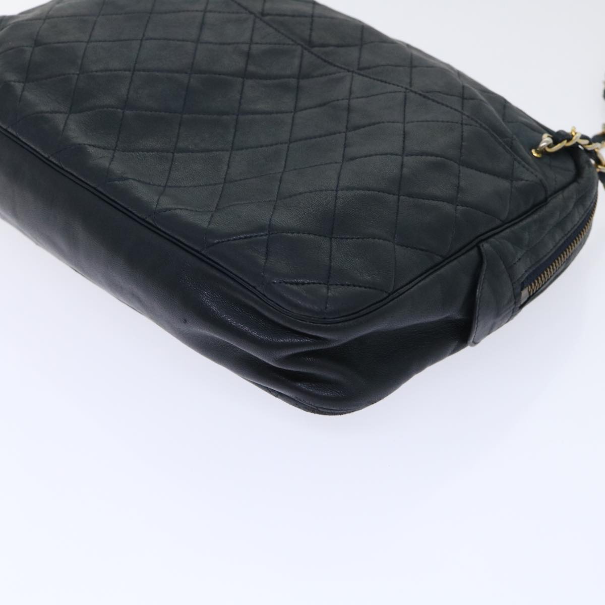 CHANEL Chain Shoulder Bag Lamb Skin Black CC Auth bs7954