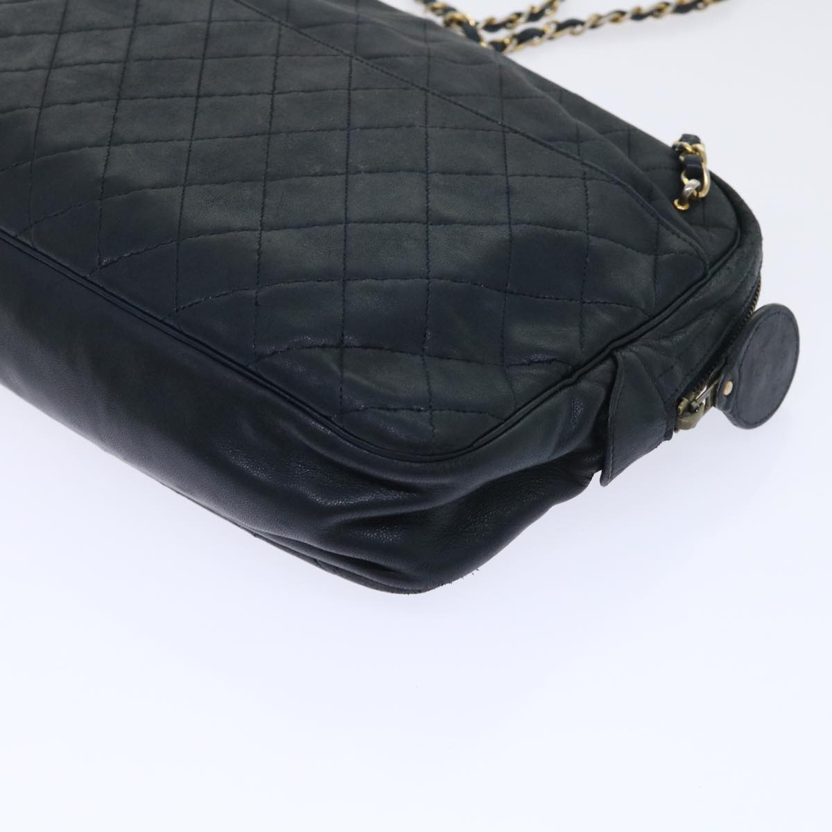 CHANEL Chain Shoulder Bag Lamb Skin Black CC Auth bs7954