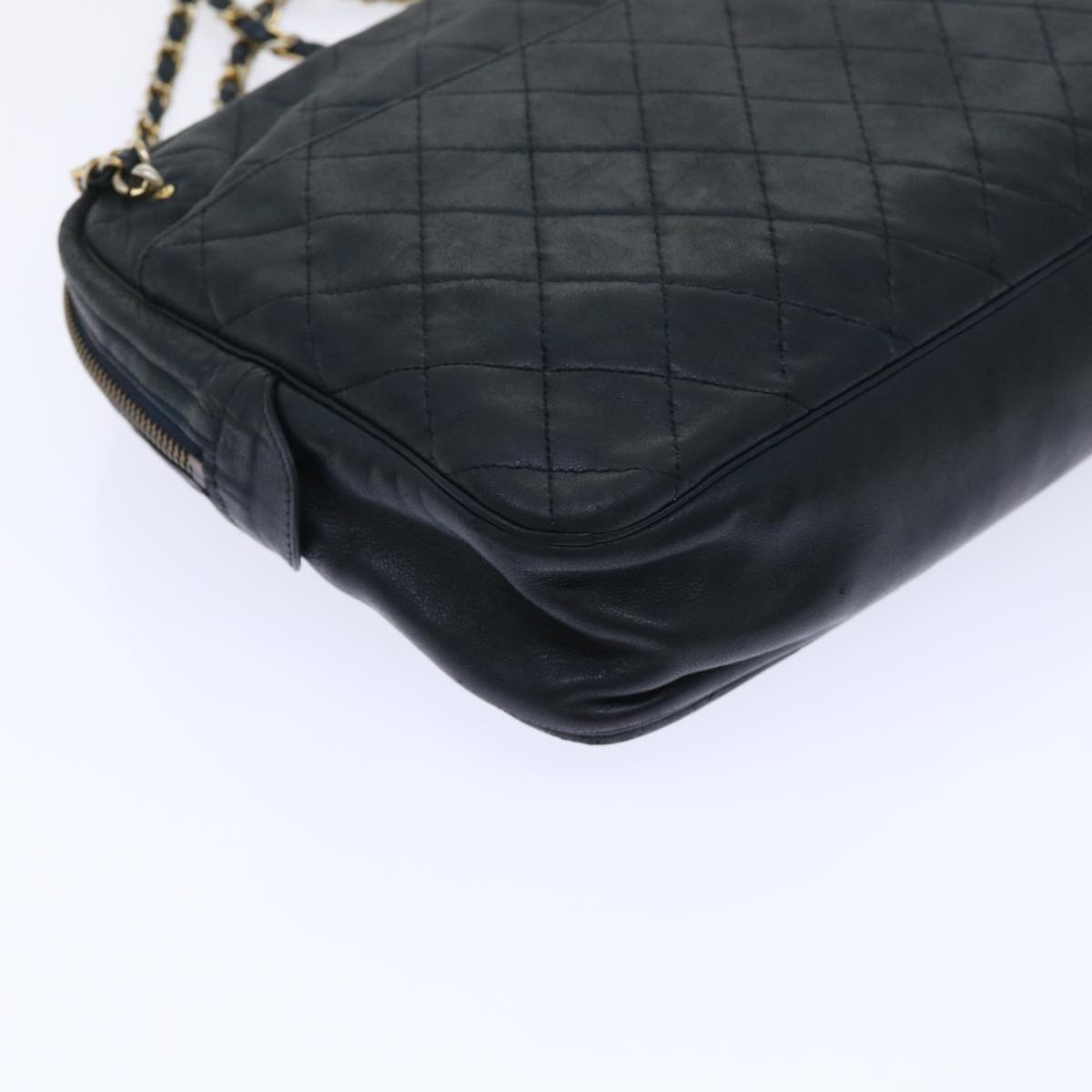 CHANEL Chain Shoulder Bag Lamb Skin Black CC Auth bs7954