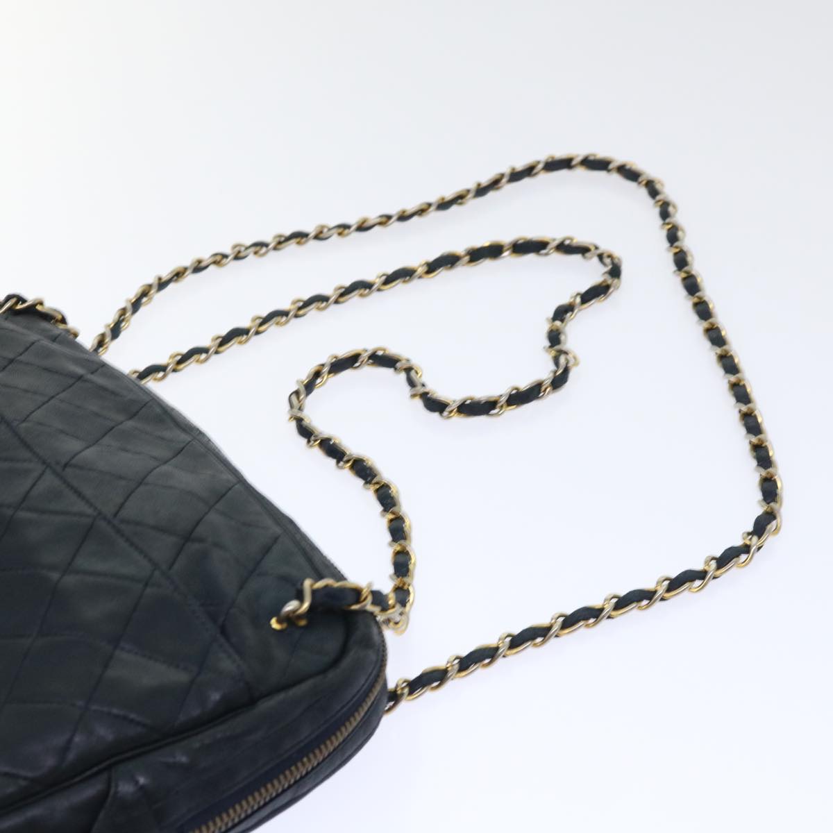 CHANEL Chain Shoulder Bag Lamb Skin Black CC Auth bs7954