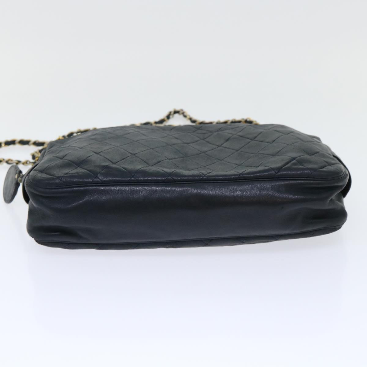 CHANEL Chain Shoulder Bag Lamb Skin Black CC Auth bs7954