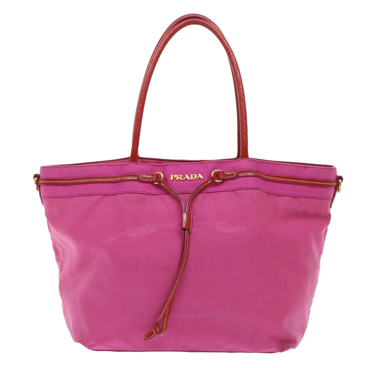 PRADA Tote Bag Nylon Pink Auth bs7955