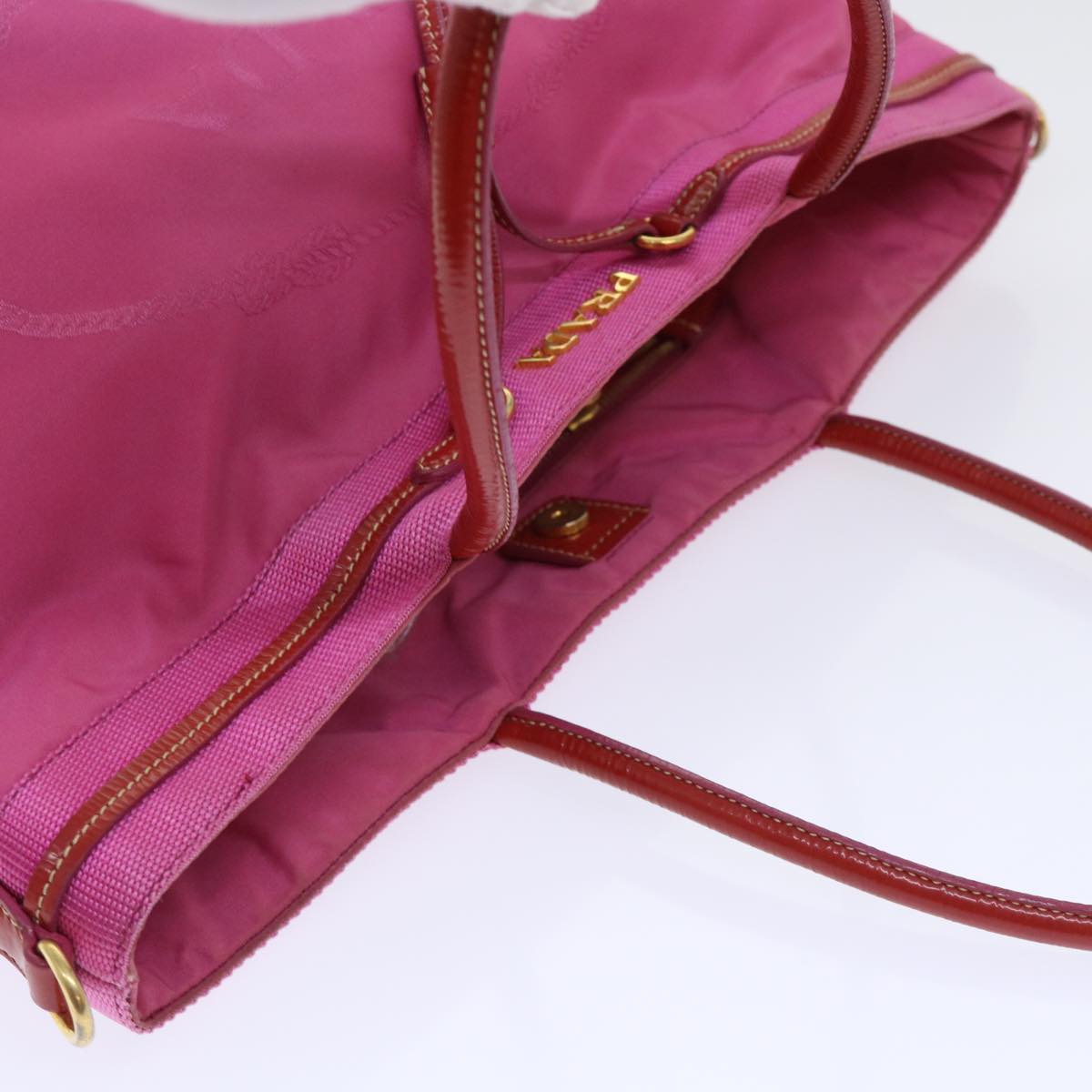 PRADA Tote Bag Nylon Pink Auth bs7955