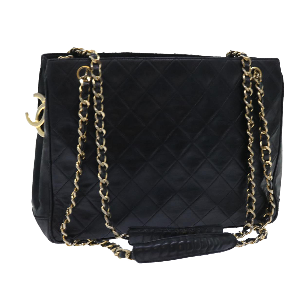 CHANEL Chain Shoulder Bag Leather Black CC Auth bs7958