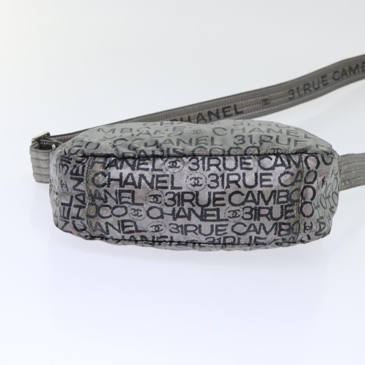 CHANEL Unlimited Shoulder Bag Nylon Silver CC Auth bs7961