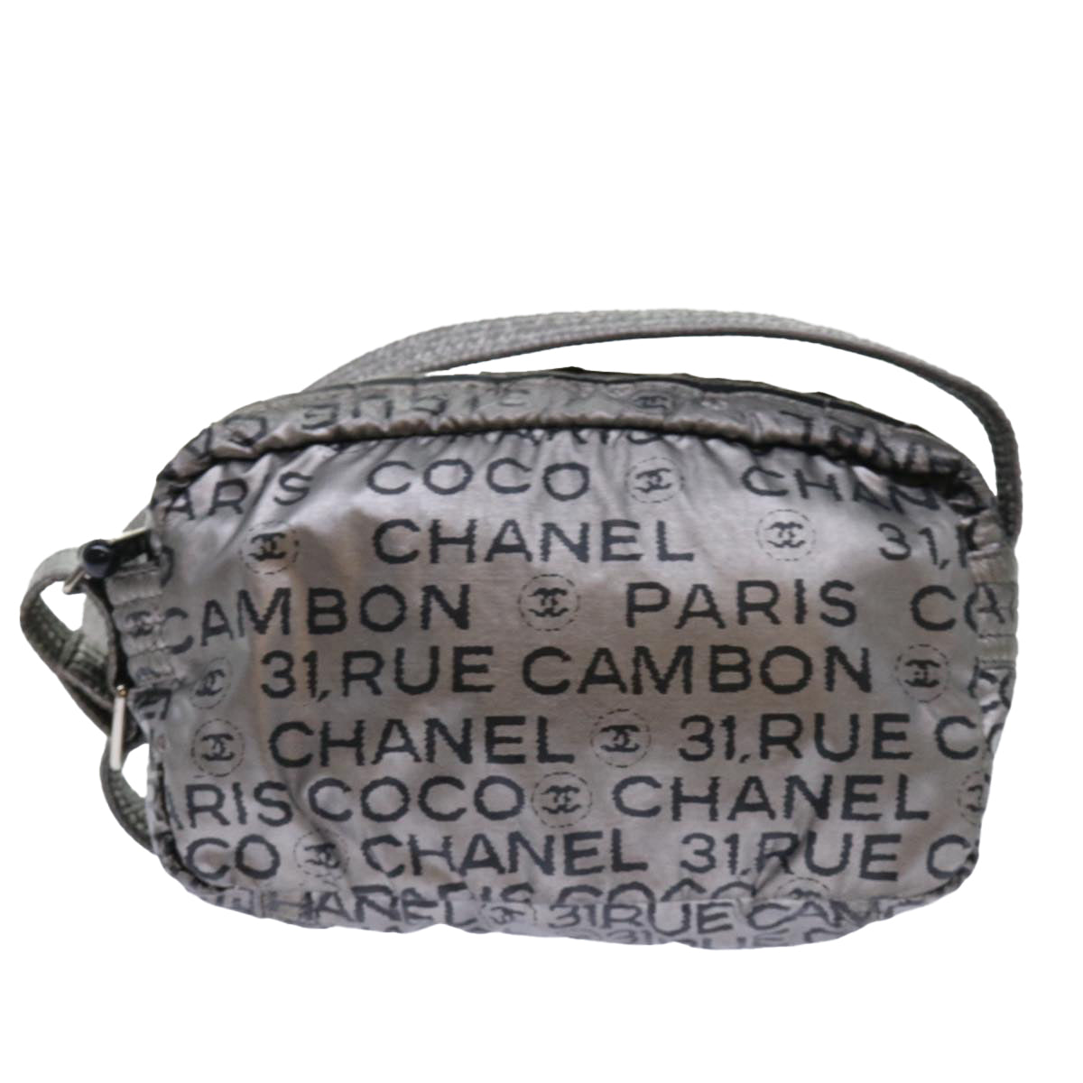 CHANEL Unlimited Shoulder Bag Nylon Silver CC Auth bs7961