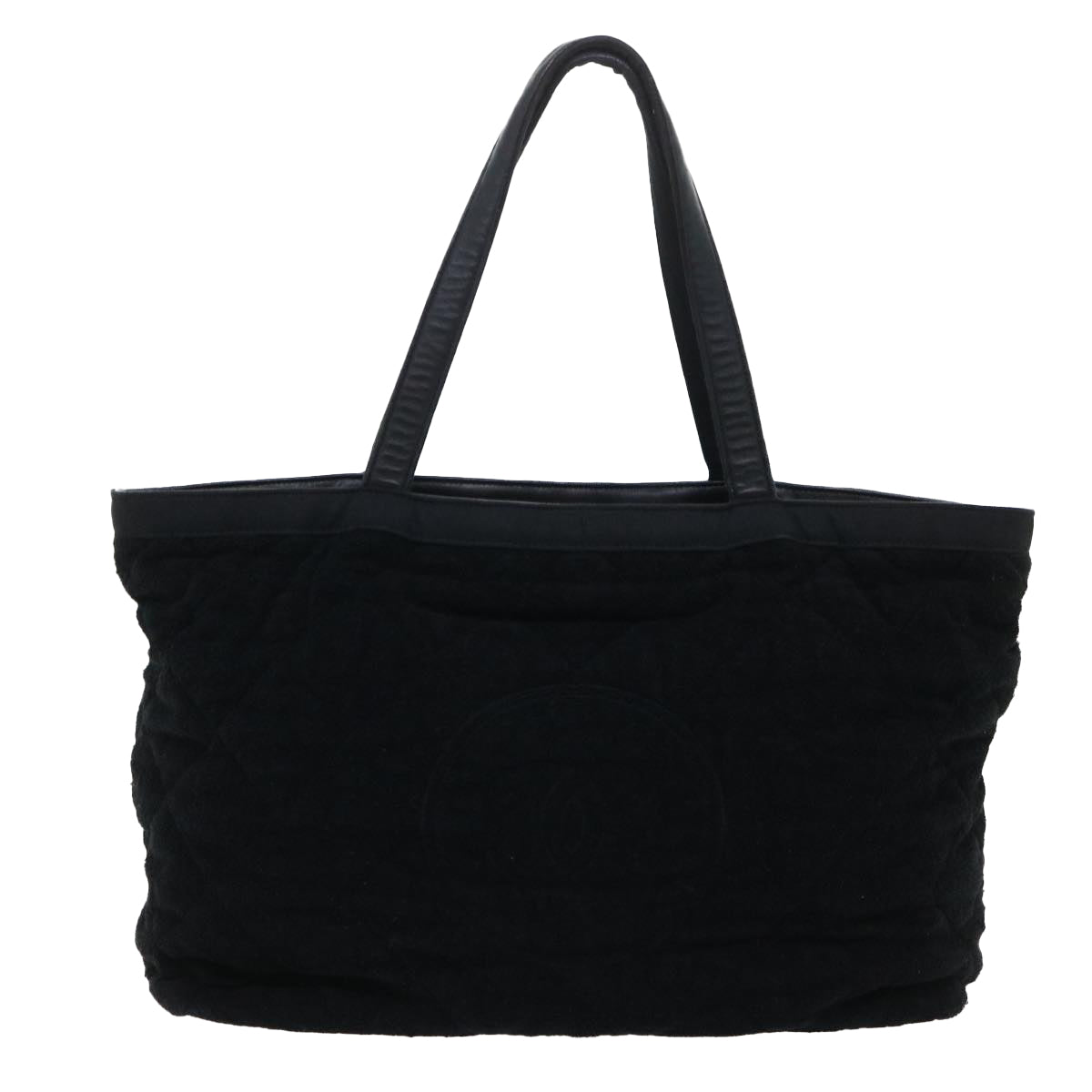CHANEL Tote Bag Pile Black CC Auth bs7963 - 0