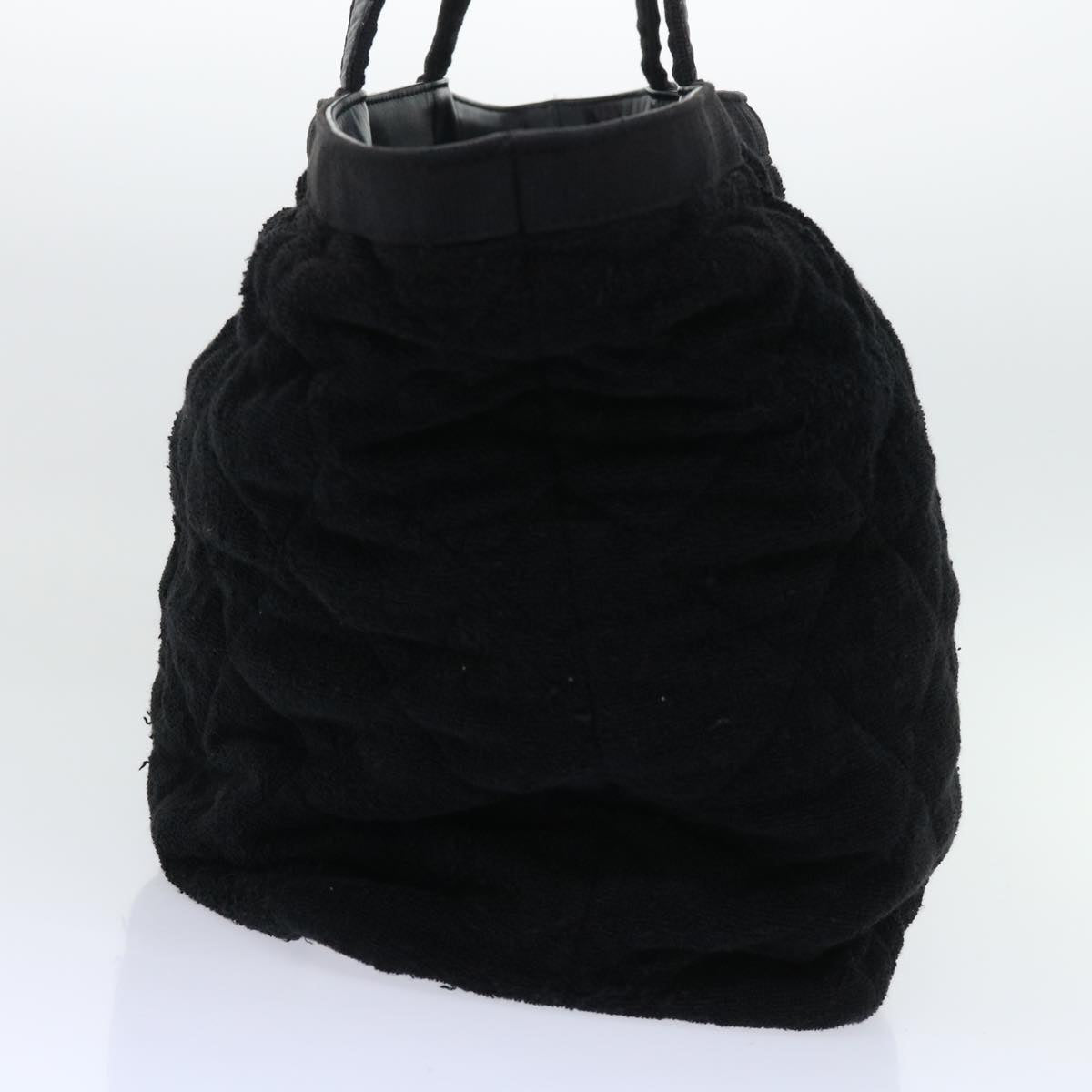 CHANEL Tote Bag Pile Black CC Auth bs7963