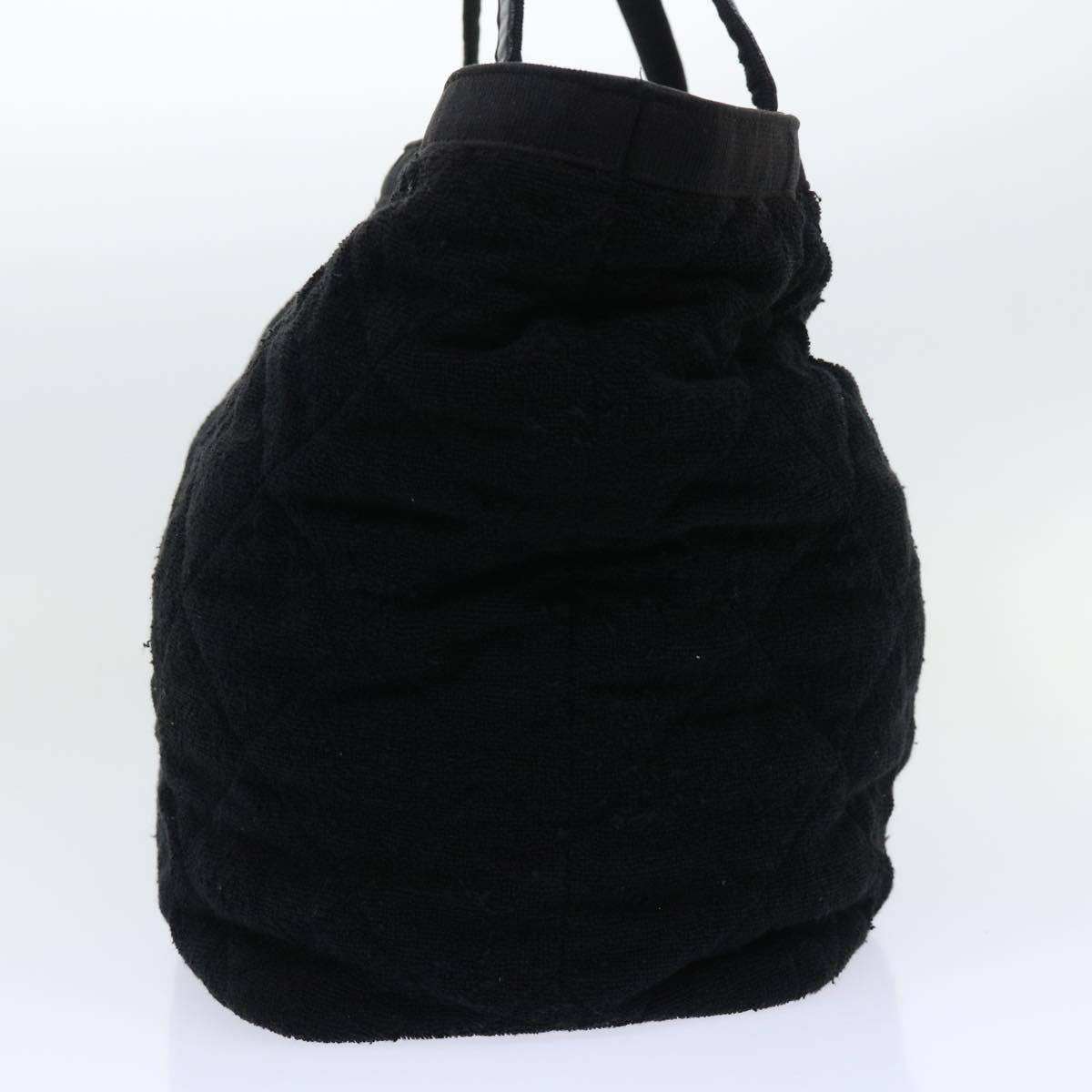 CHANEL Tote Bag Pile Black CC Auth bs7963