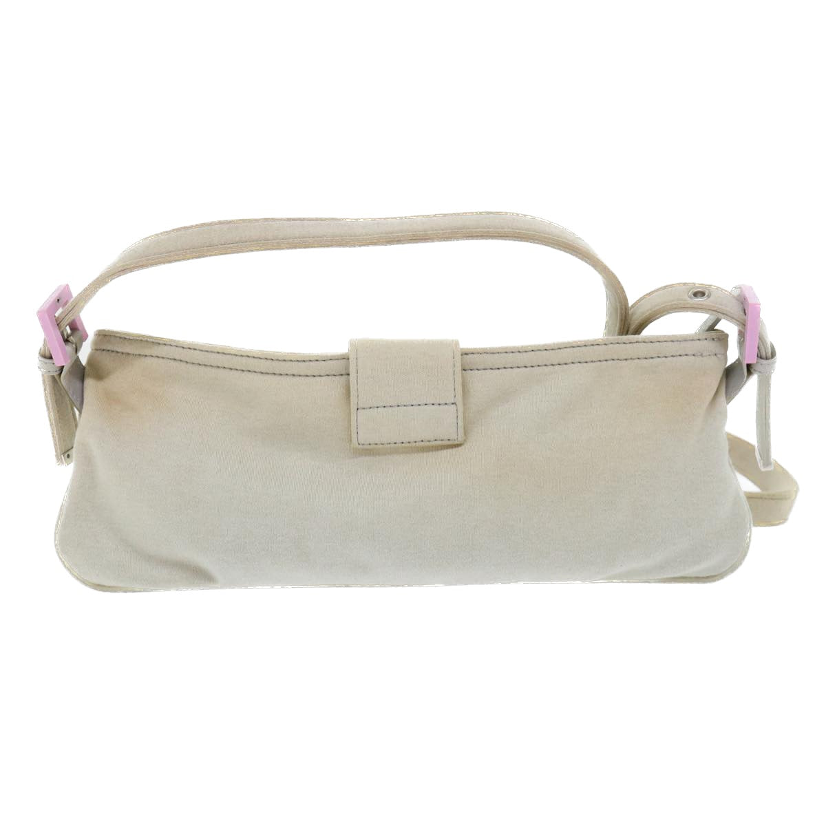 FENDI Mamma Baguette Shoulder Bag cotton Beige Pink Auth bs7965 - 0