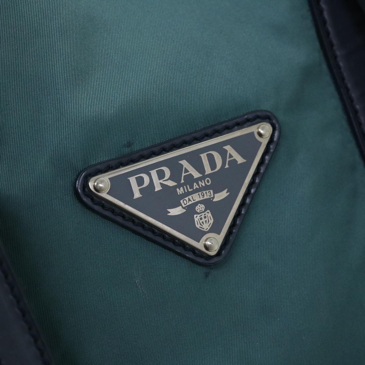 PRADA Boston Bag Nylon Blue Green Auth bs7968