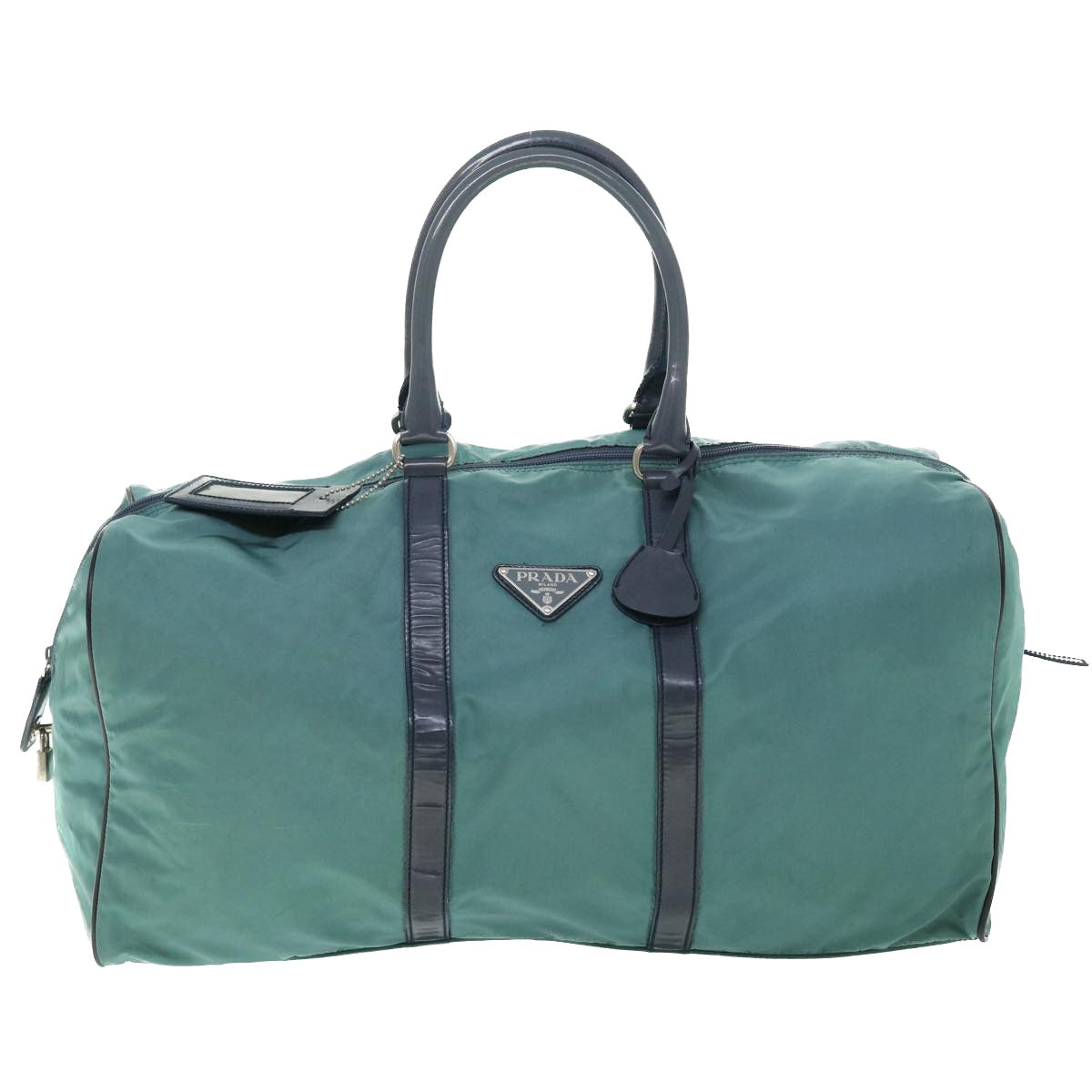 PRADA Boston Bag Nylon Blue Green Auth bs7968