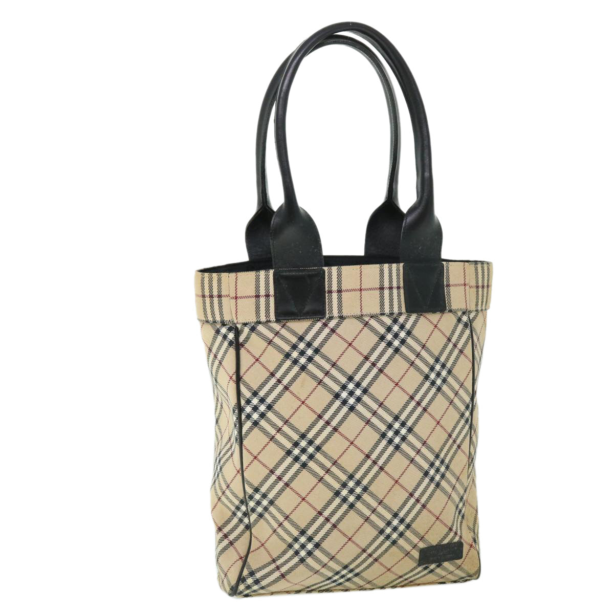 BURBERRY Nova Check Blue Label Tote Bag Canvas Beige Auth bs7980