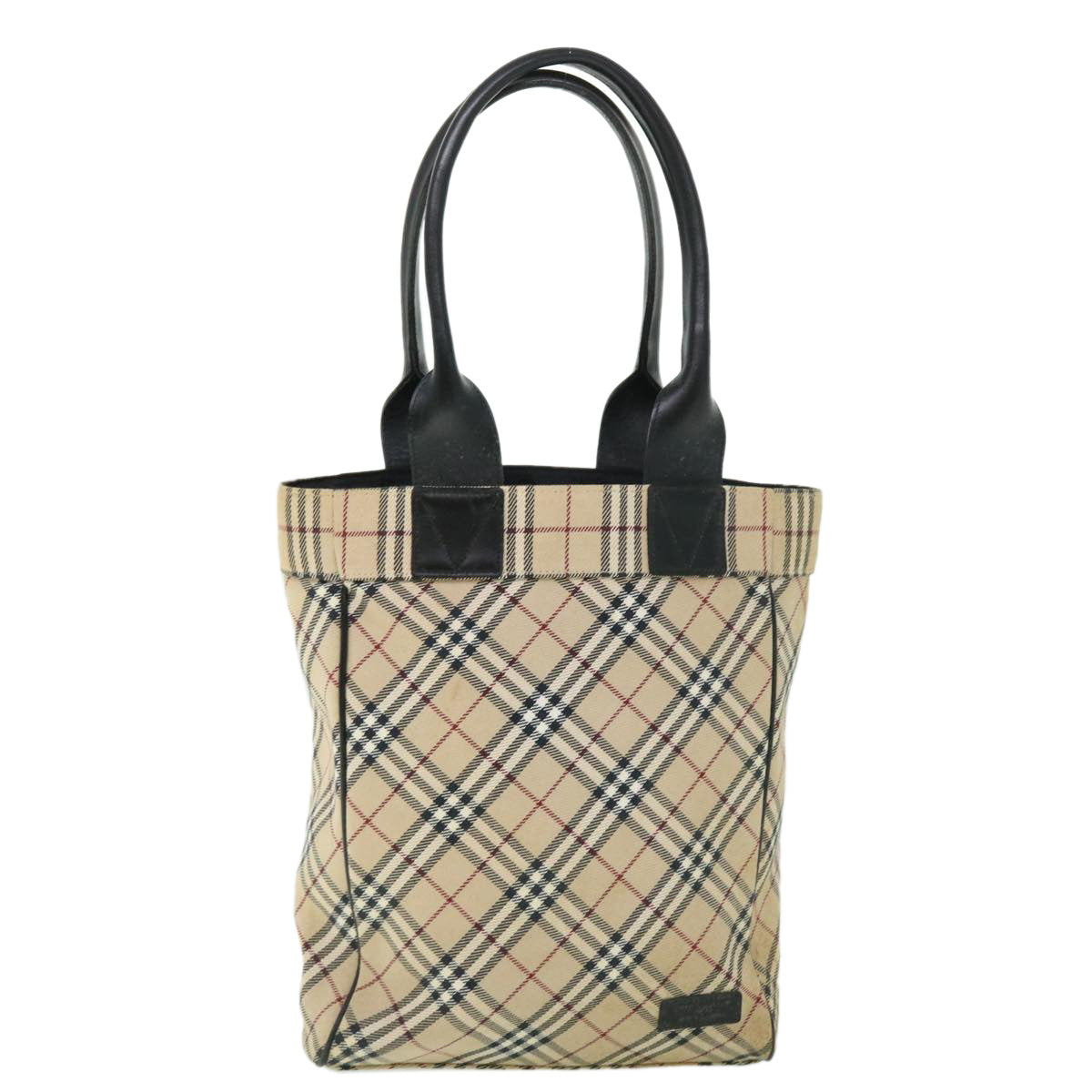 BURBERRY Nova Check Blue Label Tote Bag Canvas Beige Auth bs7980