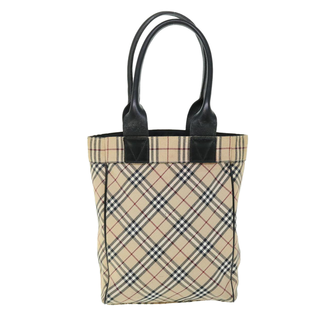 BURBERRY Nova Check Blue Label Tote Bag Canvas Beige Auth bs7980