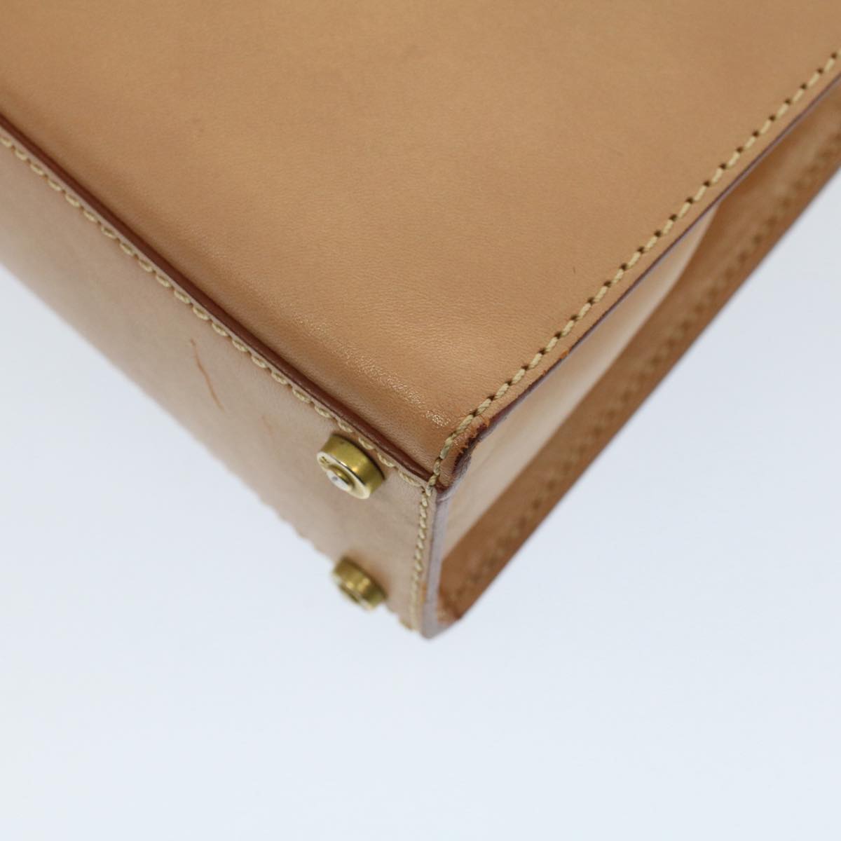 CELINE Shoulder Bag Leather Beige Auth bs7986